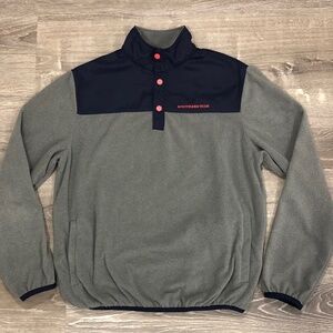 Southern Tide Men’s Medium Quarter Snap Fleece Pullover Navy/Gray